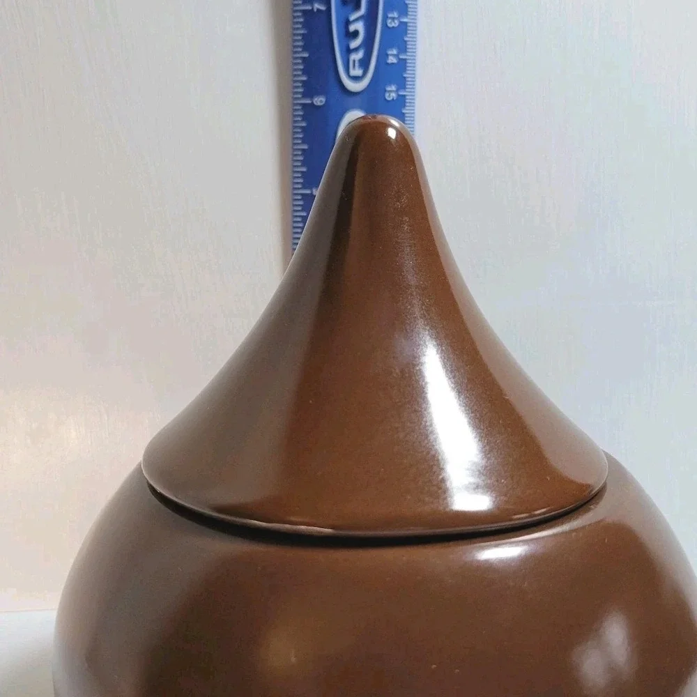 Hershey's Kiss Ceramic Candy Dish w/ Lid Brown Chocolate 6